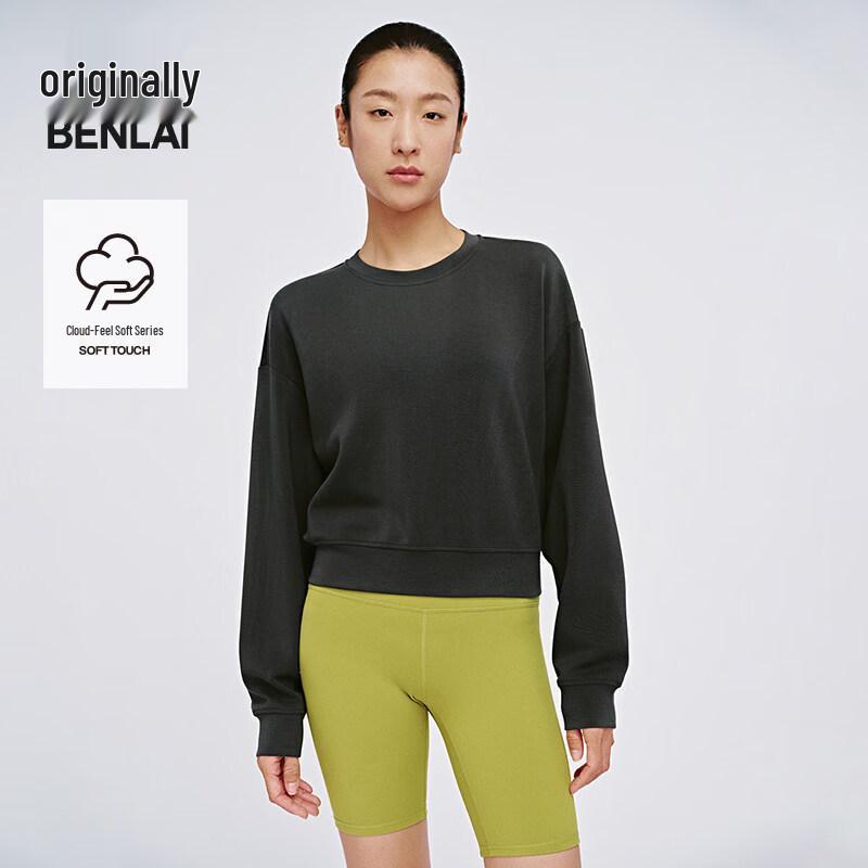 BENLAI Women s 2025 Spring Cloud Soft Crew Neck Loose Sweatshirt S