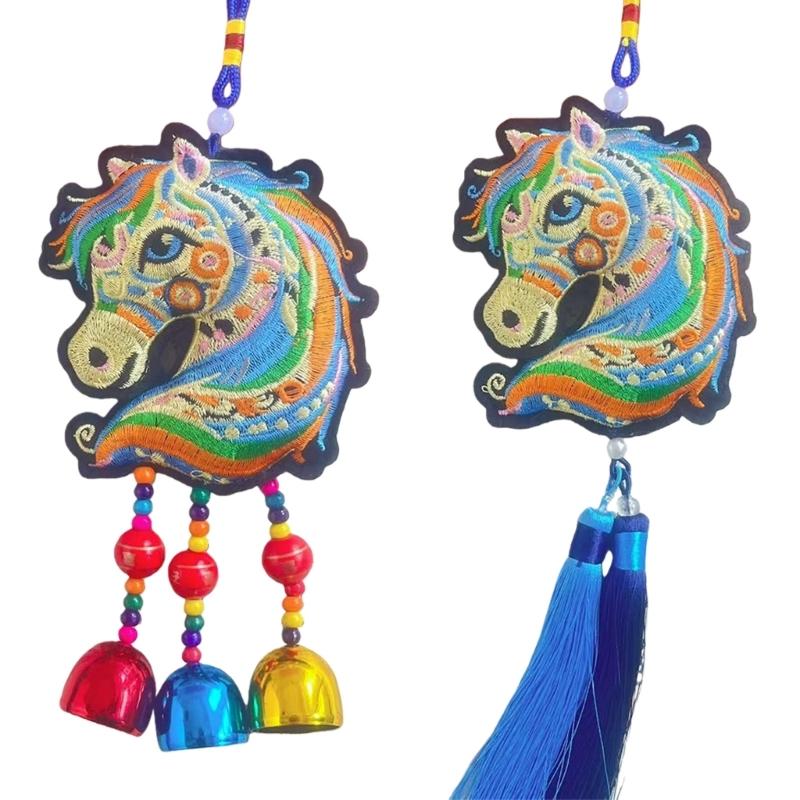 Car Hanging Ornament Chinese New Years 2026 Horse Pendant Charm with Tassels Fengshui Ornament for Car Home Decorations