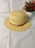 Retro old money wind flat top straw hat women's summer hollow sunshade sunscreen hat seaside beach vacation straw sun hat