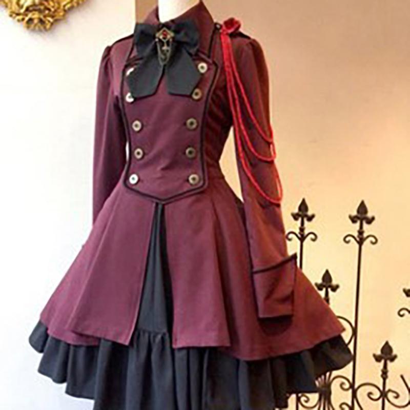 Renaissance Retro Bow Long Sleeve Ruffle Cosplay Dress