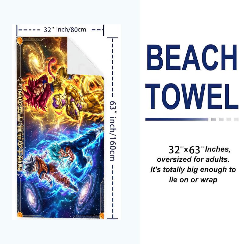 Son-Goku Print Beach Towel, Large Soft Quick Dry Towel for Beach Camping Swimming