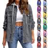 Women's Fashionable Casual Loose,fitting Distressed Patchwork Mid,length Denim Jacket