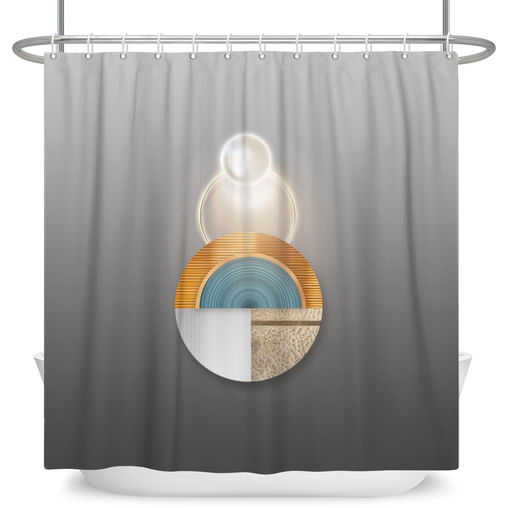 Geometrisches Muster Duschvorhänge Wasserdichte Vorhänge Badabtrennung Hotel Apartment Zuhause Badezimmer Badewannendekoration 12 Haken