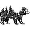 Black Bear Metal Wall Art, Mountain Tree Silhouette, Rustic Cabin Decor, Durable Outdoor Indoor Sculpture for Living Room Bedroom