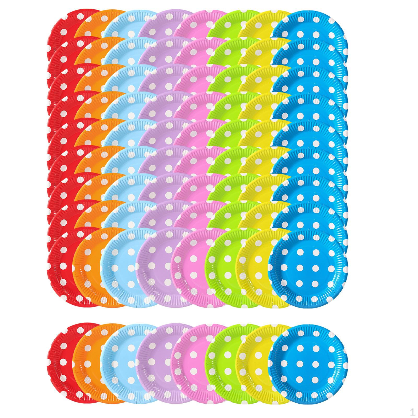 

80Pcs Multicolor Paper Plates, Tableware Events Light Weight for Celebration Cake BBQ