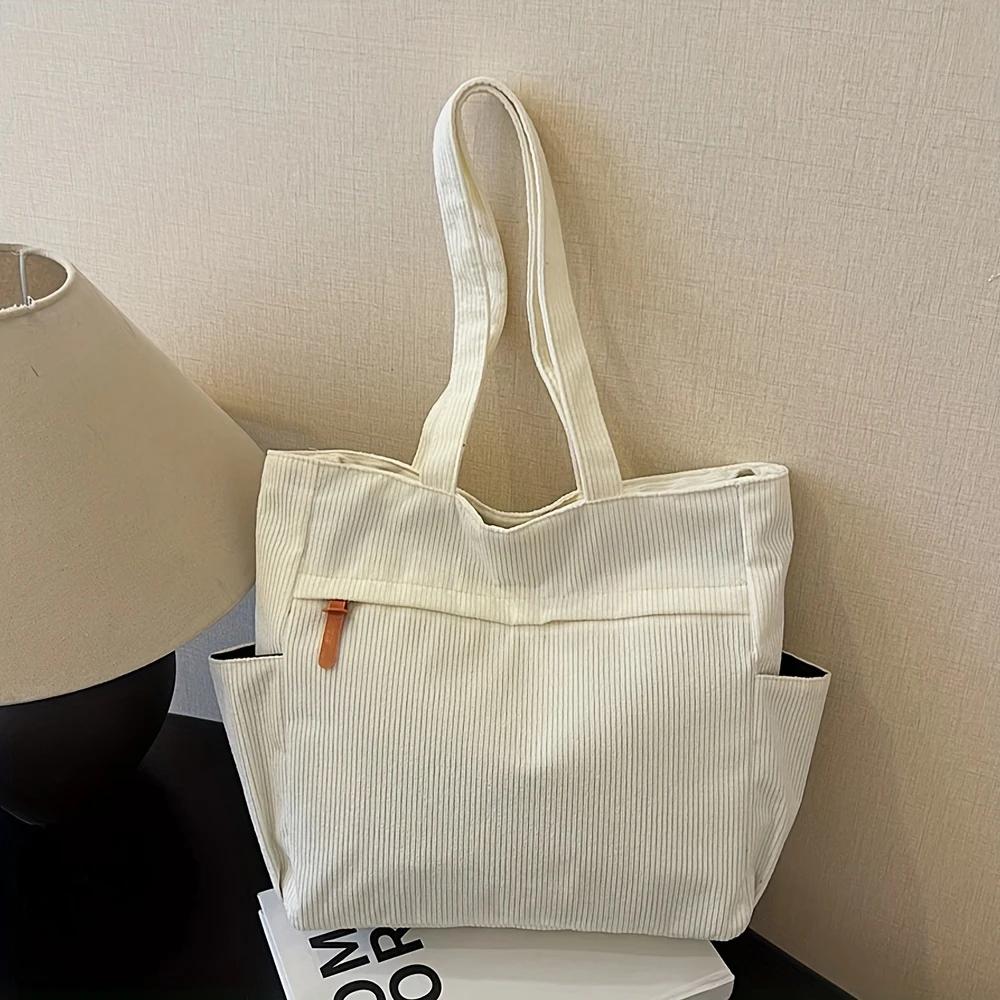 Damen Retro Schultertasche Cord Multi-funktionale Handtasche Große Kapazität Studenten Schulter Pendler Tragetasche Für die Arbeit