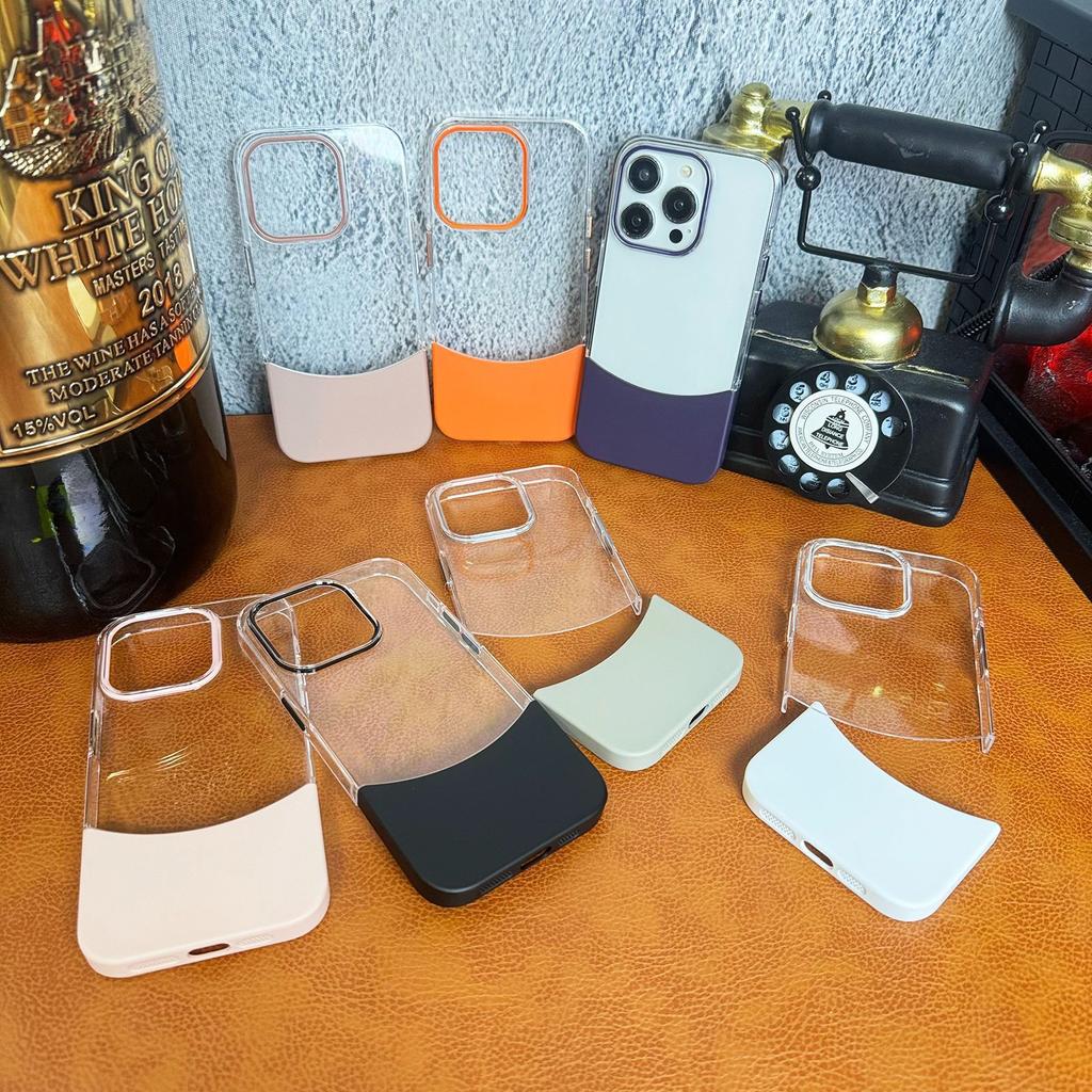 Suitable for IPhone16Promax, High-transparency Hard Shell, Upper and Lower Spliced Transparent Two-color Phone Case, Apple 15 Protective Case