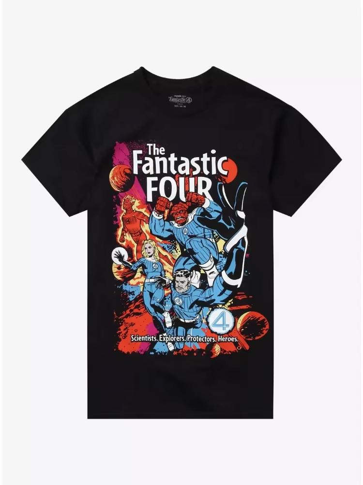 

Marvel New Fashion Marvel Marvel Fantastic Four Comic Print High Quality Mens and Womens Short Sleeve Loose Casual TShirts 2XL