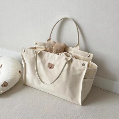Lässige Einfache und Vielseitige Bärenstickerei Muttertasche Mutter- und Baby-Tragetasche