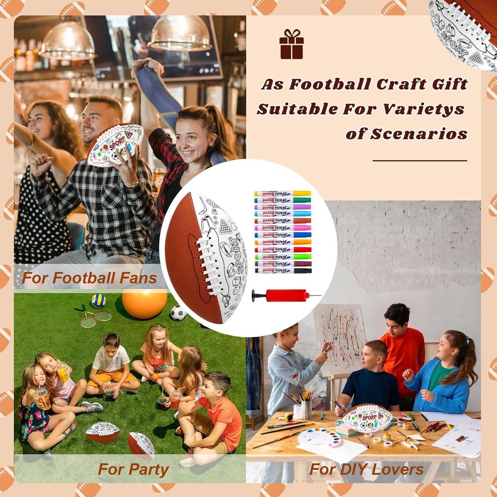 Size 6 Kids Football Custom Color Youth Football Color Your Own Footballs Includes Air Pump 12 Pcs Makers DIY Coloring Footballs Craft Gifts 10.4