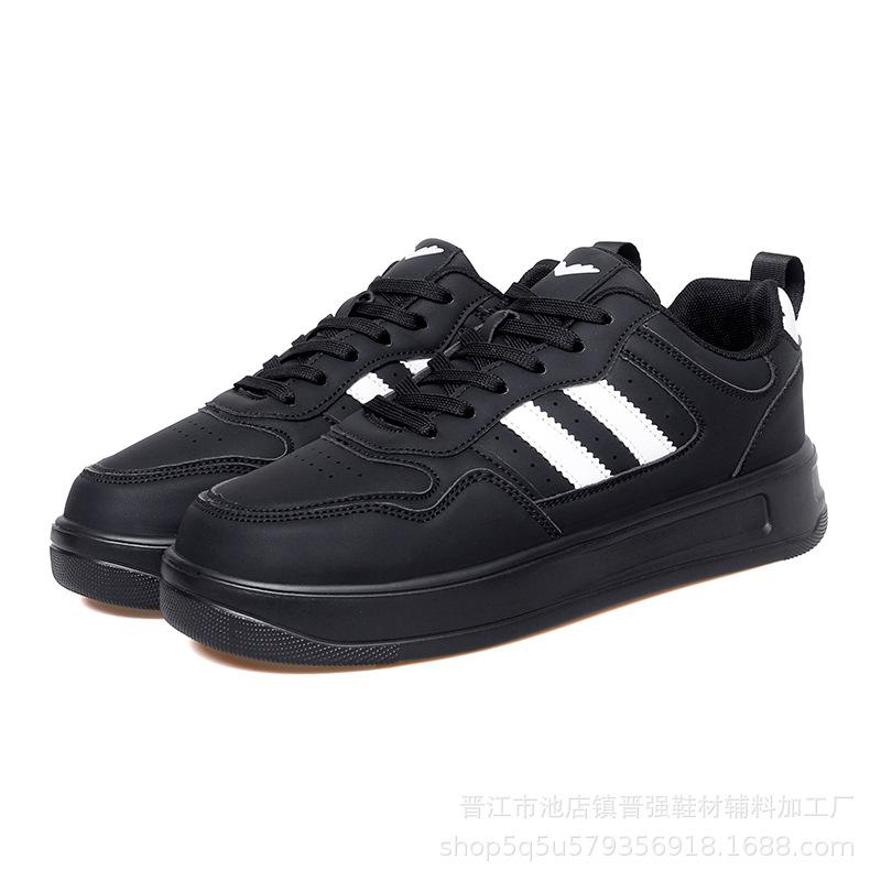 

Осень новые универсальные однотонные низкие кеды мужские повседневные кожаные туфли модный тренд спортивные мягкая подошва белые туфли 36 чёрный