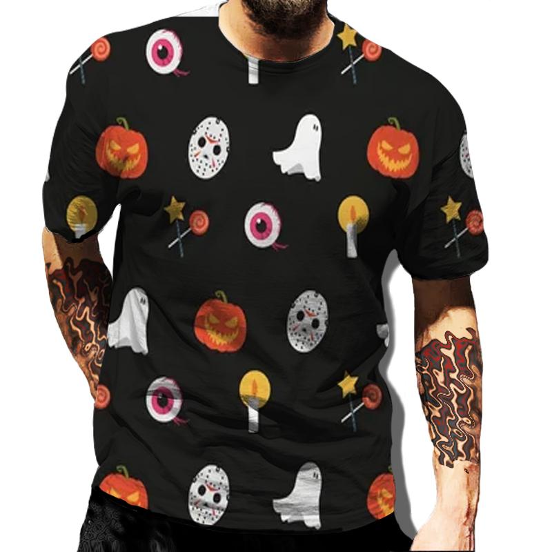 Retro Clown Graphic Male Tshirts Harajuku Tees Man Hip Hop Tshirt Halloween Black Streetwear Mens Short Sleeve Loose Top