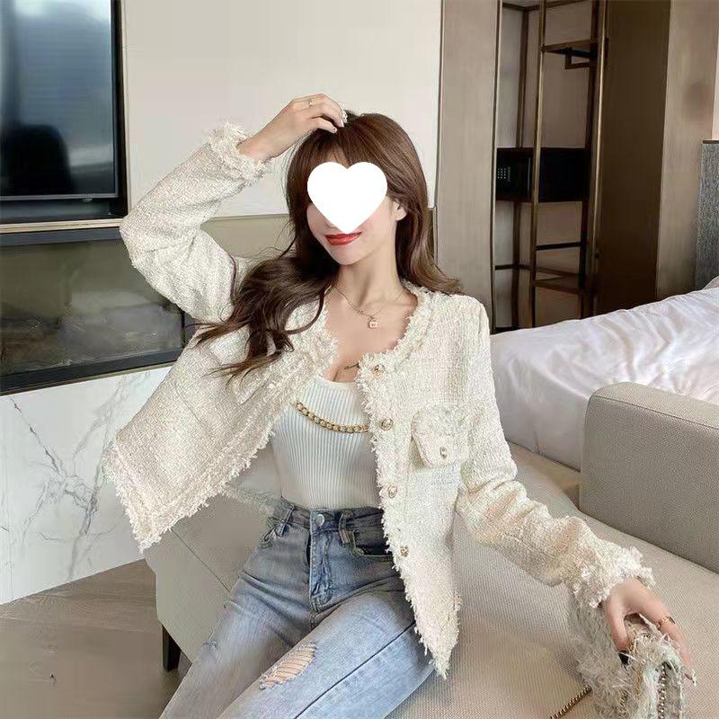 Manteau Court en Tweed Chic Socialite 2025: Veste d'automne/hiver pour femme, style coréen polyvalent