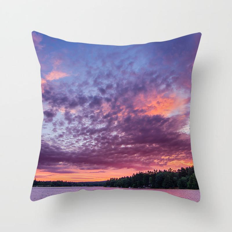 Sunset Sunset Beach Scenery Printed Pillow Cover Sofa Decoration Car Office Seat Cushion Cover Room Home Decor Pillow Cover