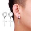 1Pair  Cross Pendant Ear Clip Non Piercing Earrings Fake Earrings Gift for Men Women Jewelry