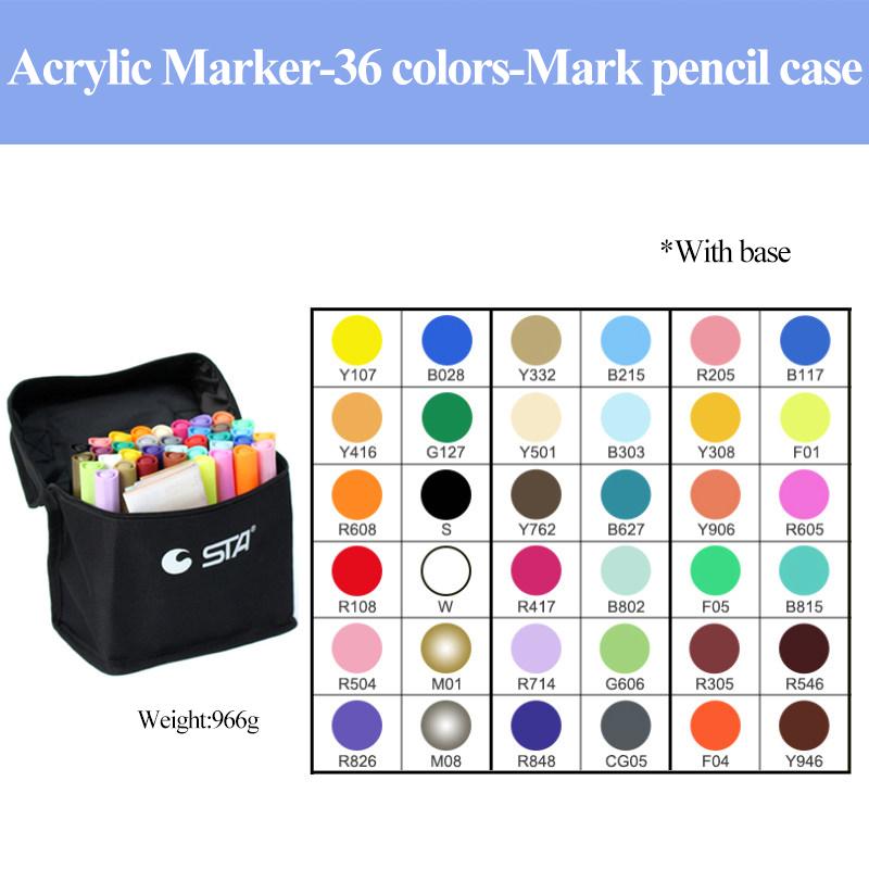 STA  Acrylic Marker Pen Waterproof mMulticolour Set For Stone Glass Metal Fabric Canvas Art School Student Supplies For Artist
