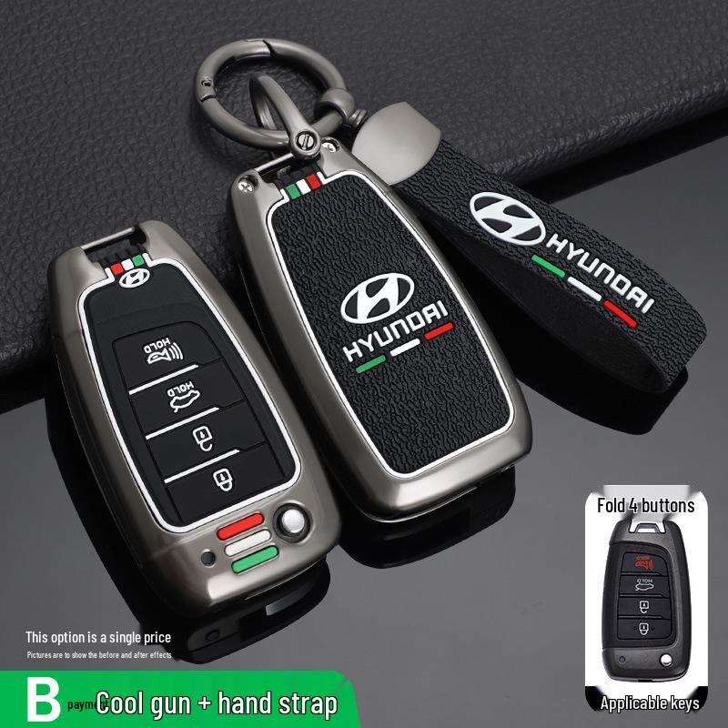 High-End Key Case for 21 Hyundai Models: Fits 2020 Elantra, Reina, ix35 – Unisex Car Key Shell with Buckle