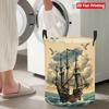 Collapsible Laundry Basket Large Round Waterproof Fabric Hamper Dirty Clothes Storage Bin Toy Organizer with Handles