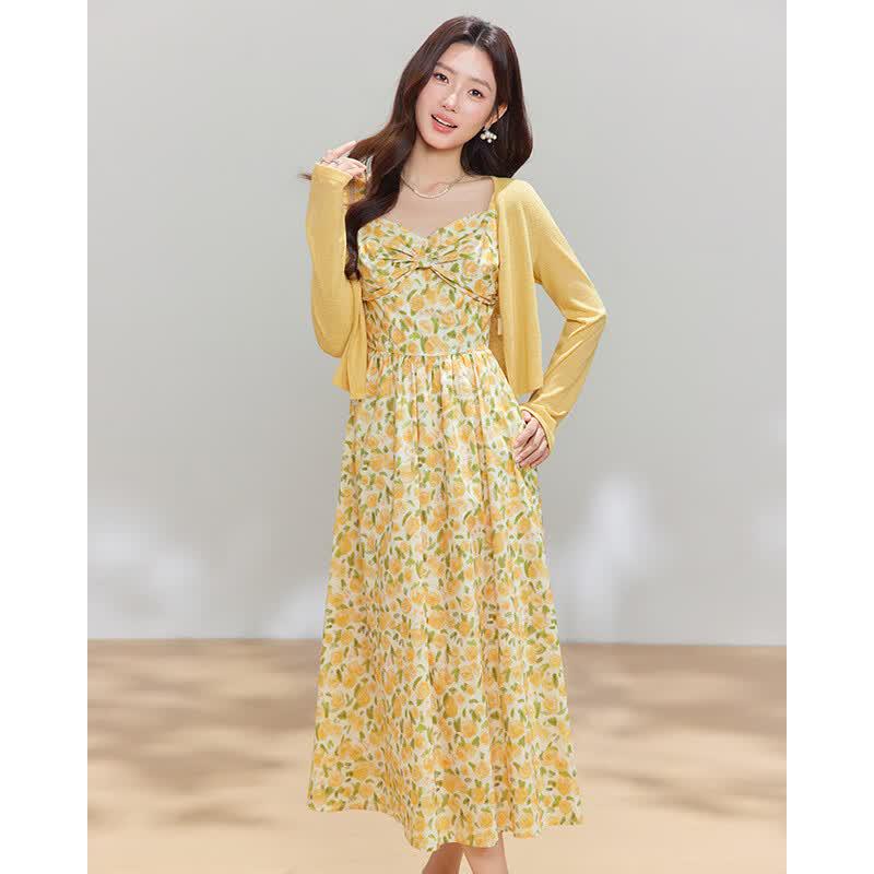 IEFIEF Women's Autumn Midi Dress Set