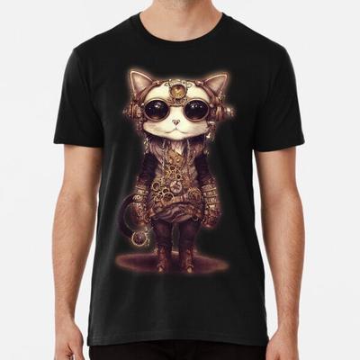Steampunk Katt T-shirt S-5XL Bästa T-shirten