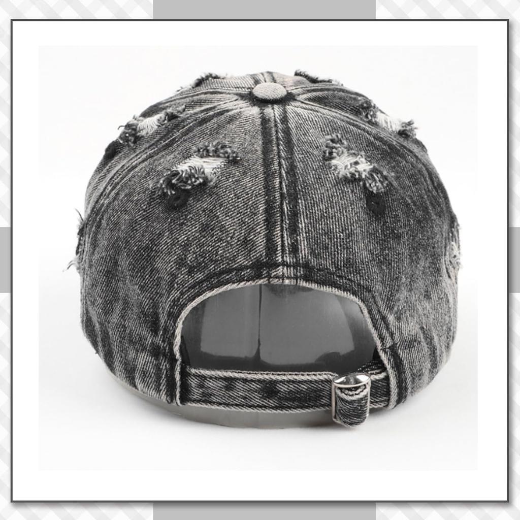 Chrome Crane Vintage Distressed Denim Casual Fashion for Men and CB282 Cap, Women, (Black)