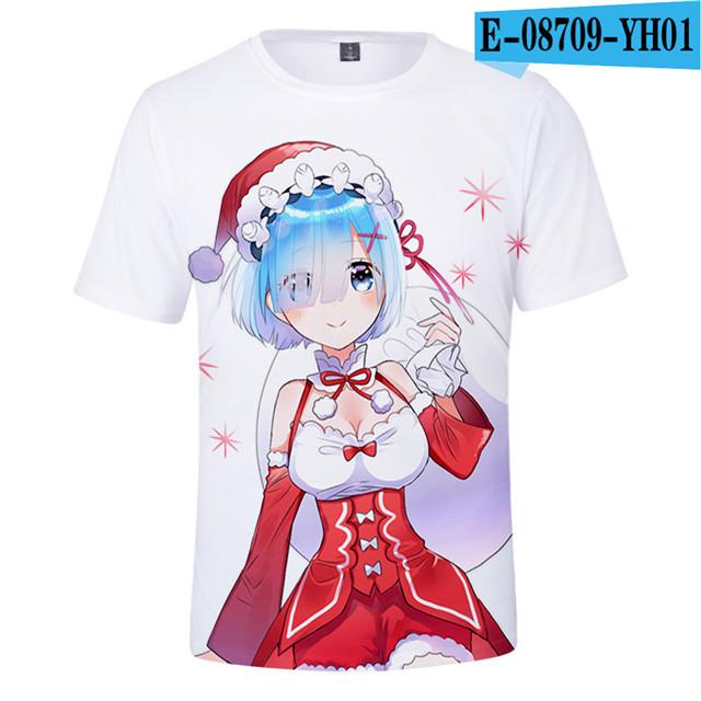 Re Zero 3D potištěné tričko s krátkým rukávem pro léto Muži Ženy Kreslené oblečení Rem a Ram Japonská anime košile Trička