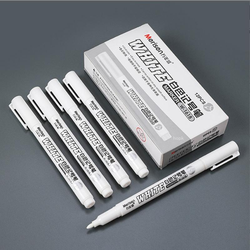 White Marker Pen Alcohol Paint Oily Waterproof Tire Painting Graffiti Pens Permanent Gel Pen for Fabric Wood Leather Marker