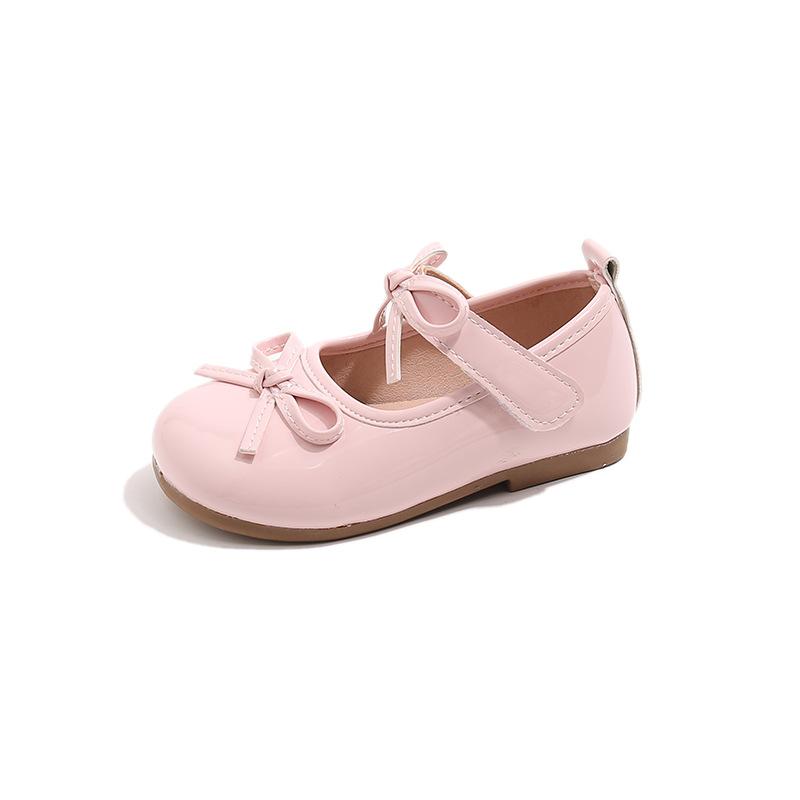 Girls Small Leather Shoes 2025 Spring and Autumn Korean Version of Baby Girl Soft-soled Butterfly Shoes Princess Shoes Shallow Mouth Velcro Single Sho