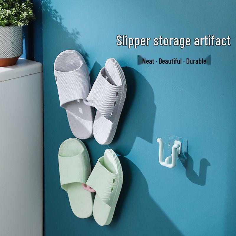No-Punch Wall-Mounted Bathroom Slipper Rack & Shoe Dryer