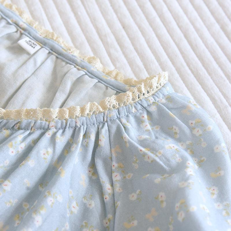 Women's Floral Print Pure Cotton Gauze Pajama Set - Spring/Summer Long Sleeve & Pants