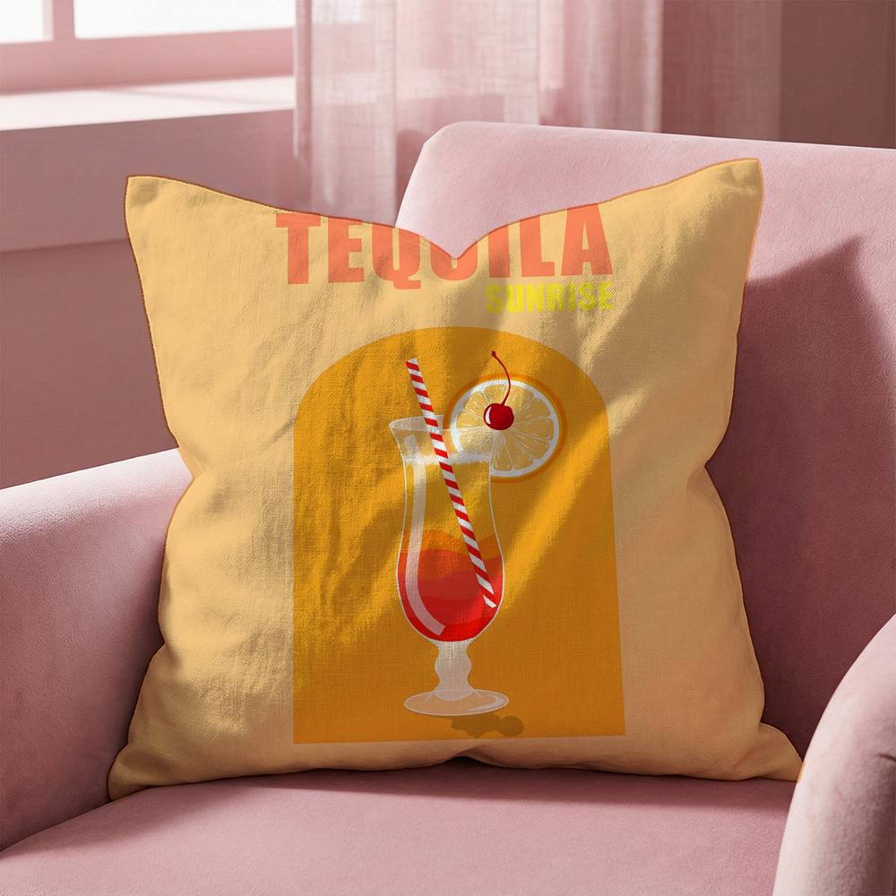 Tequila Sunrise Cocktail Kissenbezug Mehrzweck-Kissenbezug für Zuhause & Auto - Wendbar, Weich & Langlebig für den täglichen Gebrauch