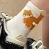 Cute 3D Cartoon Kitten Socks: Women's Summer Mid-Calf Socks with Small Ball Design and Funny Egg Pattern.