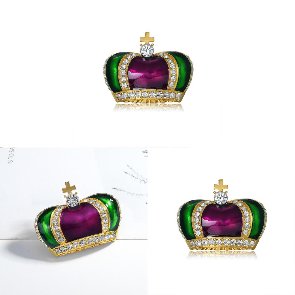 Vintage Crown Brooch Alloy Rhinestone Jewelry For Women And Men
