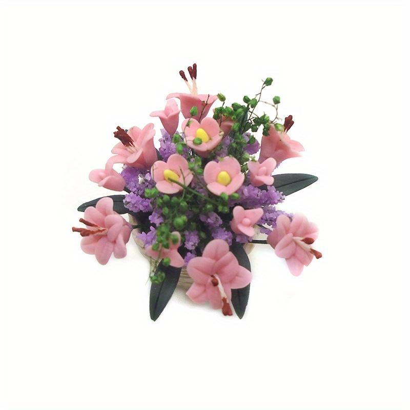 1:12 Miniature Clay Flower Mini Potted Plant Lily Flower Flowerpot Decor Bonsai Model Garden Home Ornament Furniture