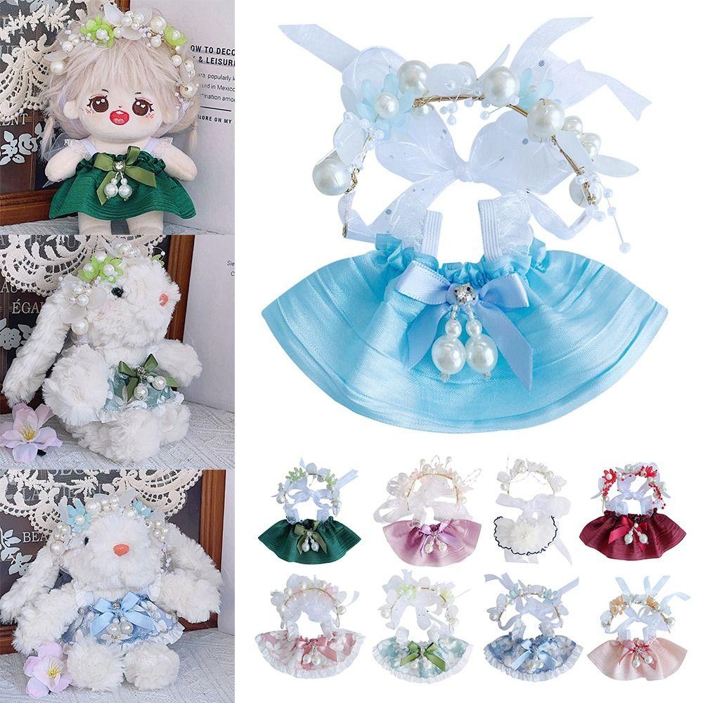 

Replacement Pearl Dress Handmade for Labubu Headband Set Multiple Styles Doll Dress Set Dollhouse