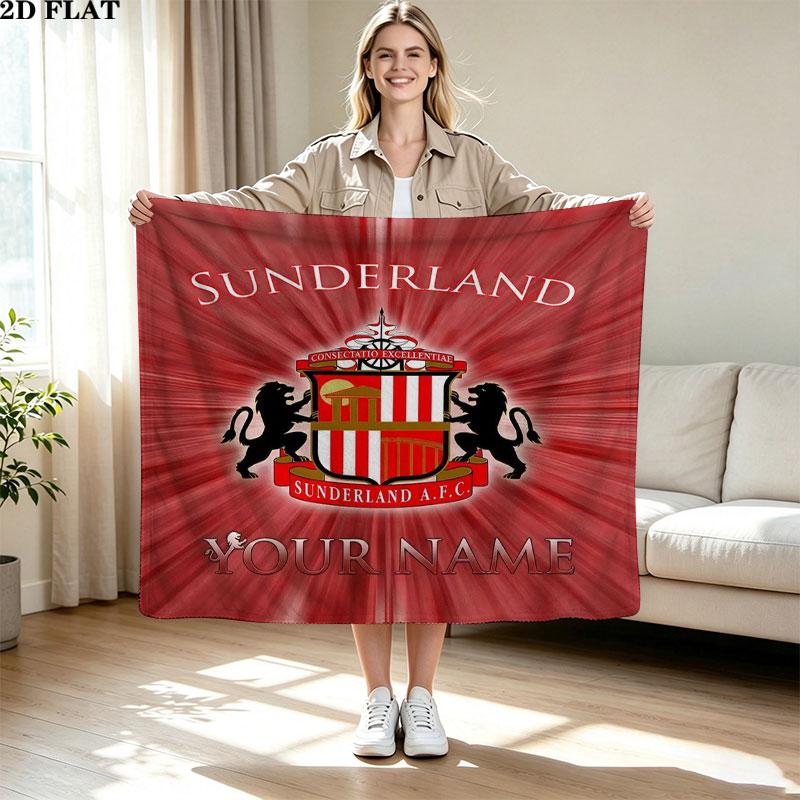 1PC Sunderland A.F Custom Name Patterned Flannel Blanket Suitable For All Seasons for Home Decor Warmth and Comfort Gifts Holiday Present