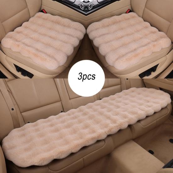 3Pcs Car Seat Cushion Fluffy Vehicle Seat Cover Plush Fleece Thickened Warm Auto Chair Pad