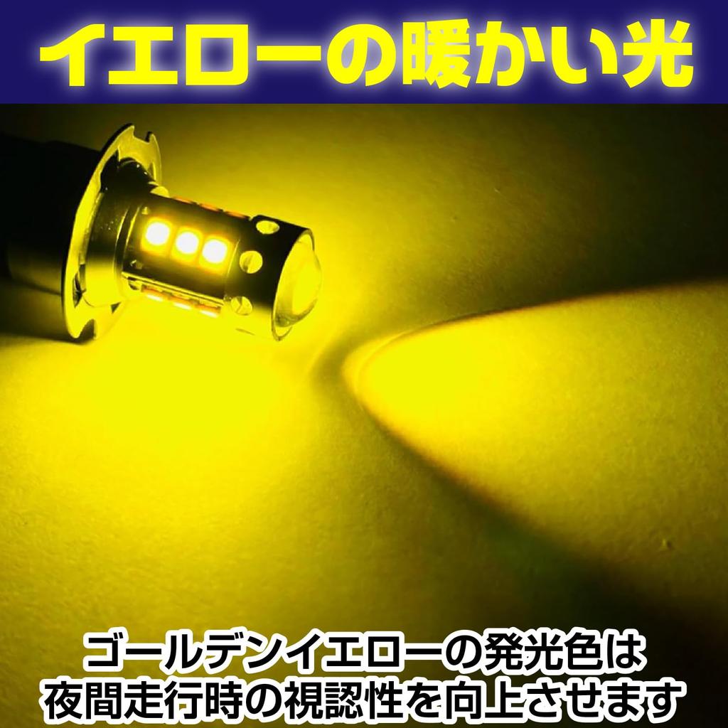 Saki&Masa H3C LED Fog Lamp, Set of 2 Left and Right H3D 2835smd Projector Lens (Golden Yellow)