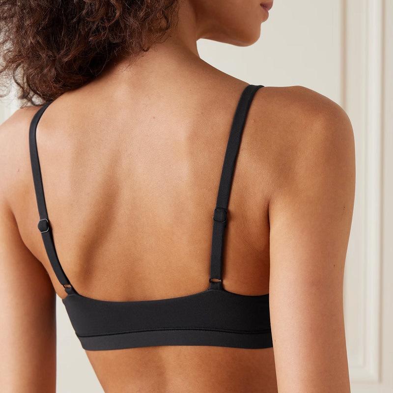 Damen Dünne BH-Abdeckung Ohne Bügel Elastisch Weich Rundhals Fixierte Cups Tanktop BH-Abdeckung