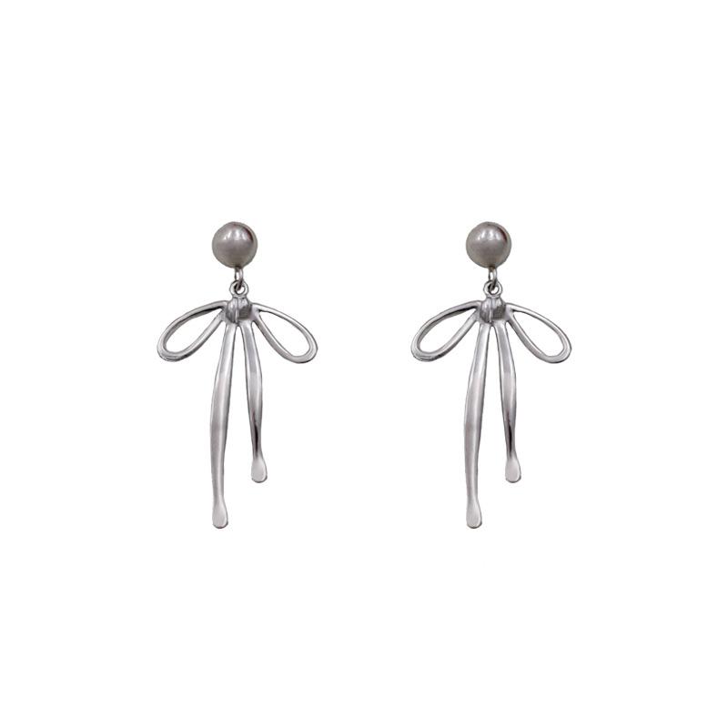 Bow Stud Earrings Girls Girls Stud Earrings Versatile Earrings Premium Sense Spot Jewelry