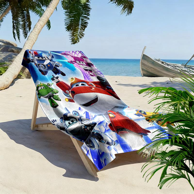 Super Wings Print Beach Towel, Large Soft Quick Dry Towel for Beach Camping Swimming