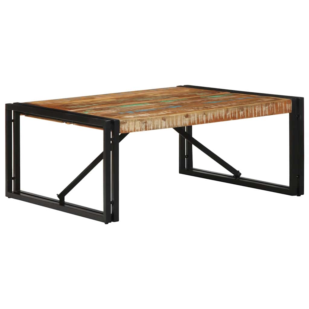 Multicolored Coffee Table 80 X 80 X 35 Cm Solid Reclaimed Wood