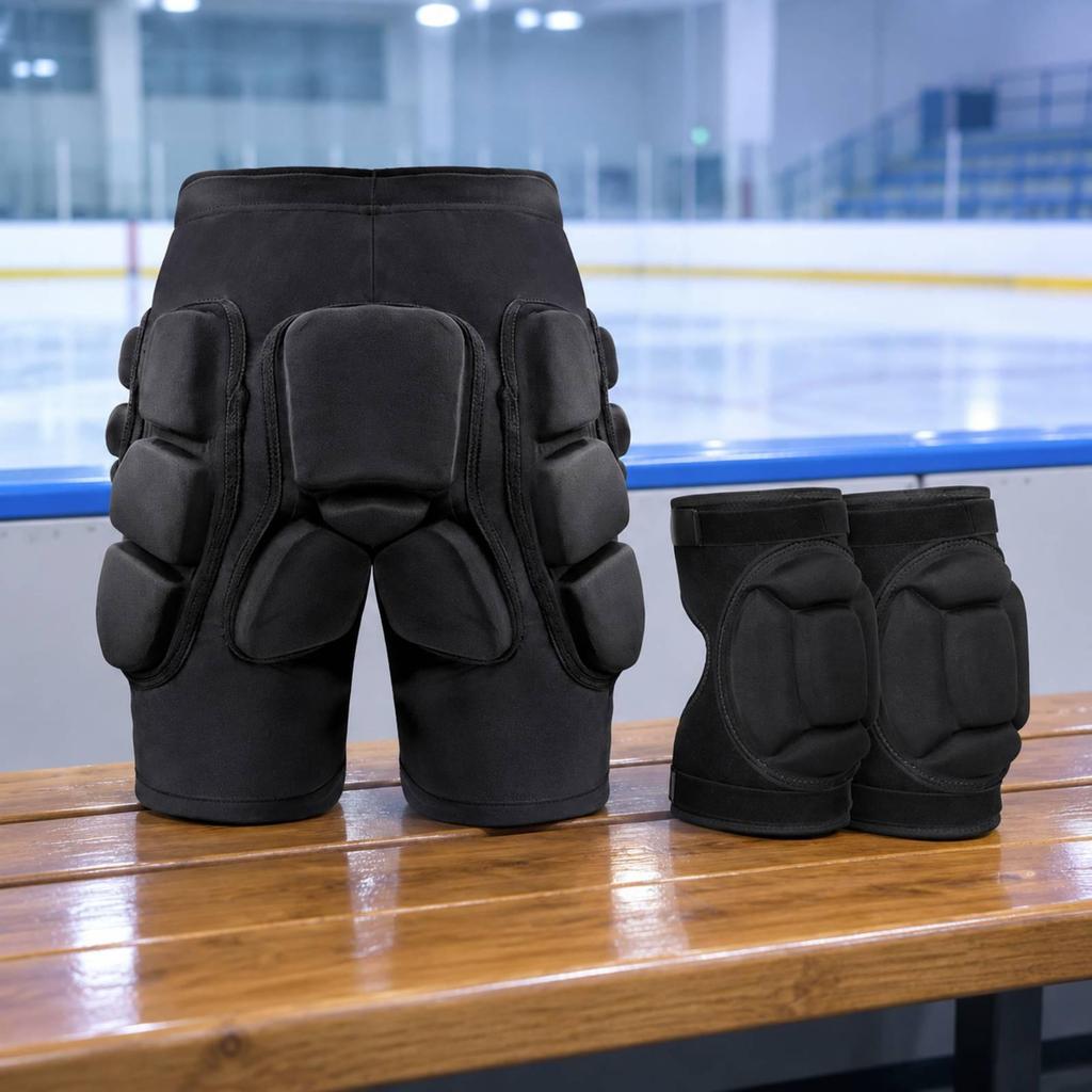 Padded Shorts with Knee Pads Breathable for Skating, Training