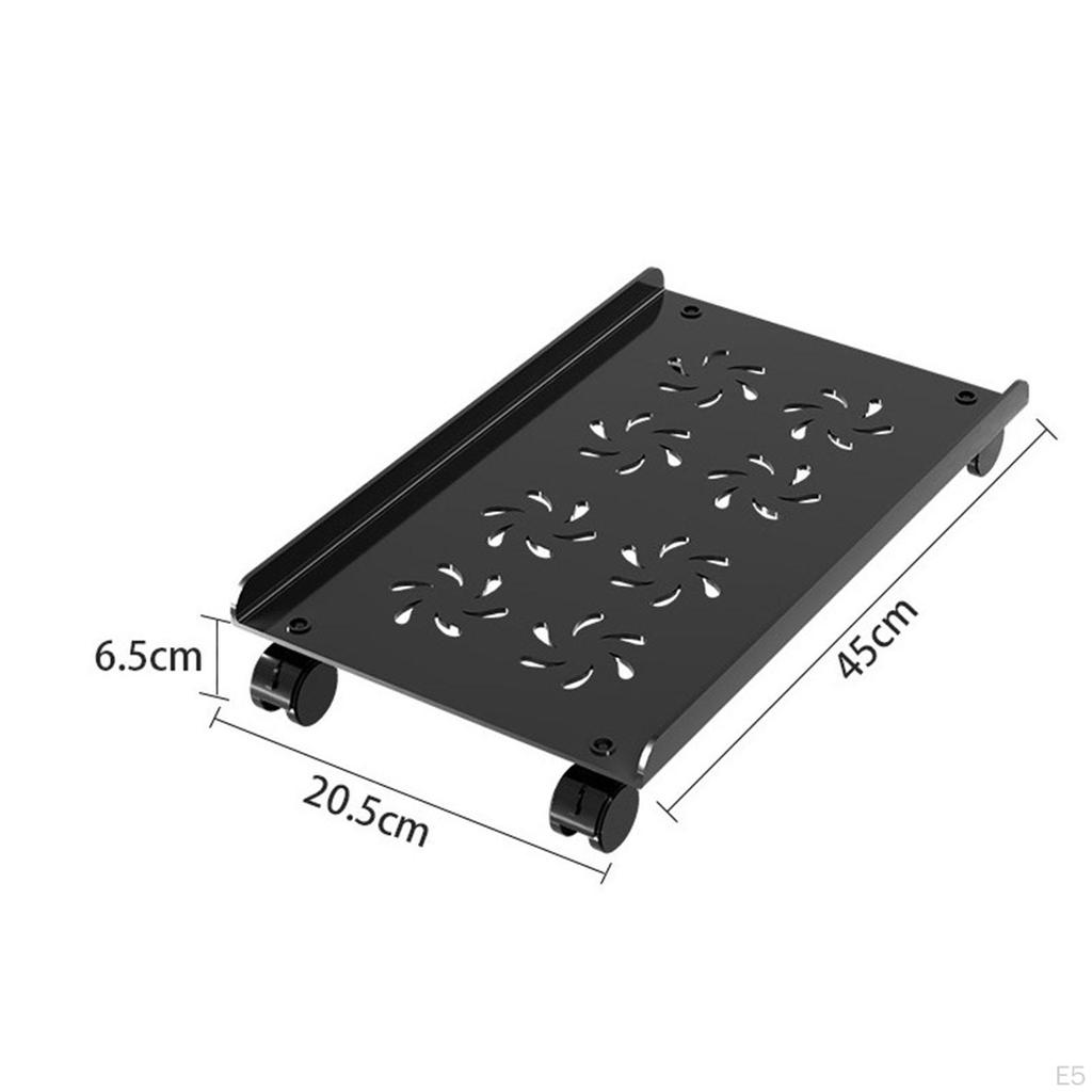 Adjustable Mobile CPU Stand PC Floor Cart Fits Most Telescopic 360° Rotary Under Desk Computer
