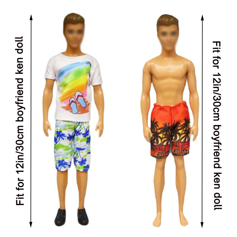10Pcs Doll Clothes Accessories Inch Boy Ken Dolls Include Outfits Beach Shorts Shoes Swim Ring Surfboard and for 12 4 2 1 Kid Friendly Entertaining
