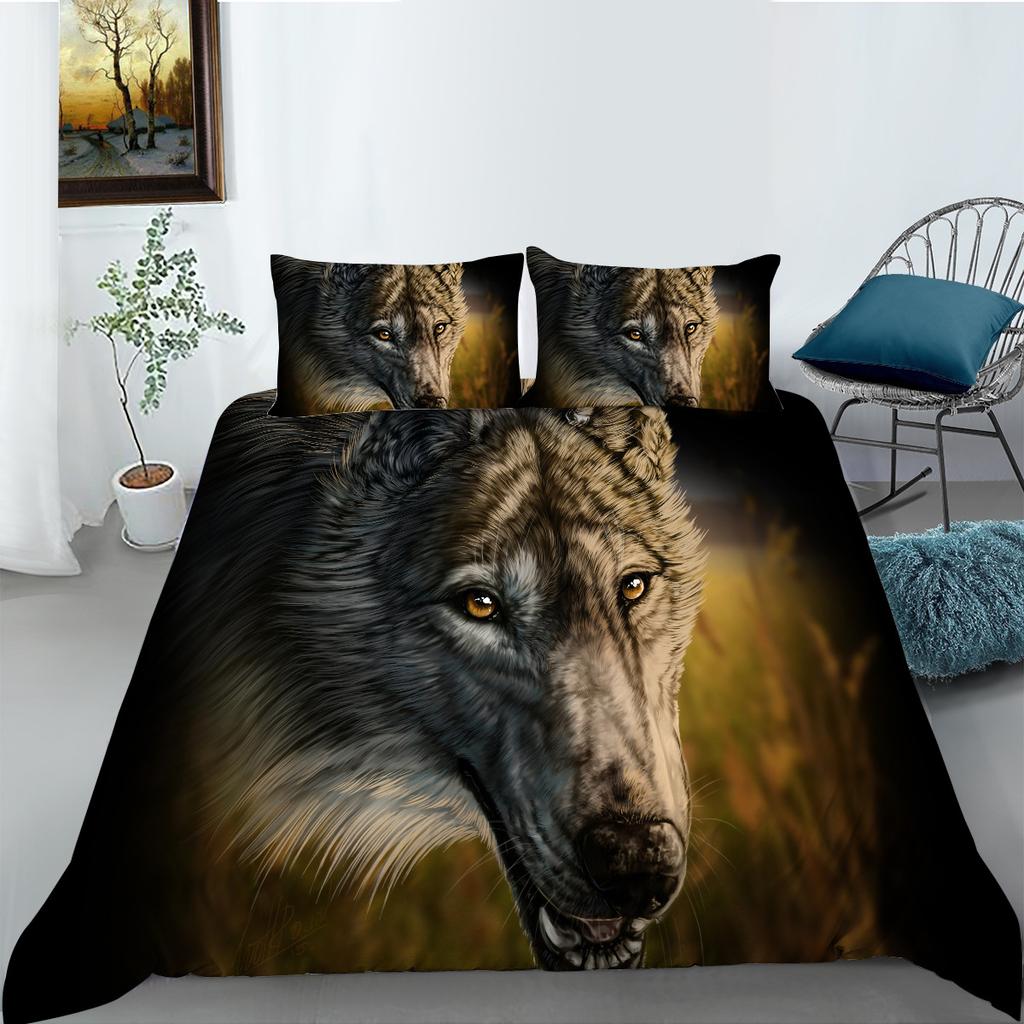 Wishshopify Fashion Wolf Series Polyester Bedding Two-Three-Piece Digital Printing