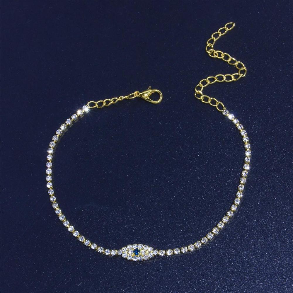Stonefans Wvil Blue Evil Eye Anklet for Women String Boho Tennis Charm Rhinestone Ankle Bracelets Bulk Wholesale Gold Gift