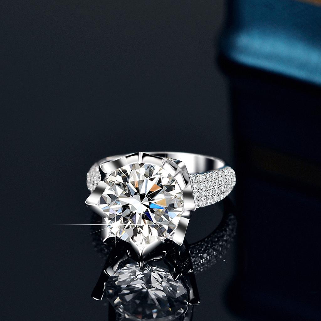 S925 Silver Ring Moissanite Moissanite 5 Carat Engagement Ring Wedding Ring Gift for Girlfriend Exquisite Jewelry Gift