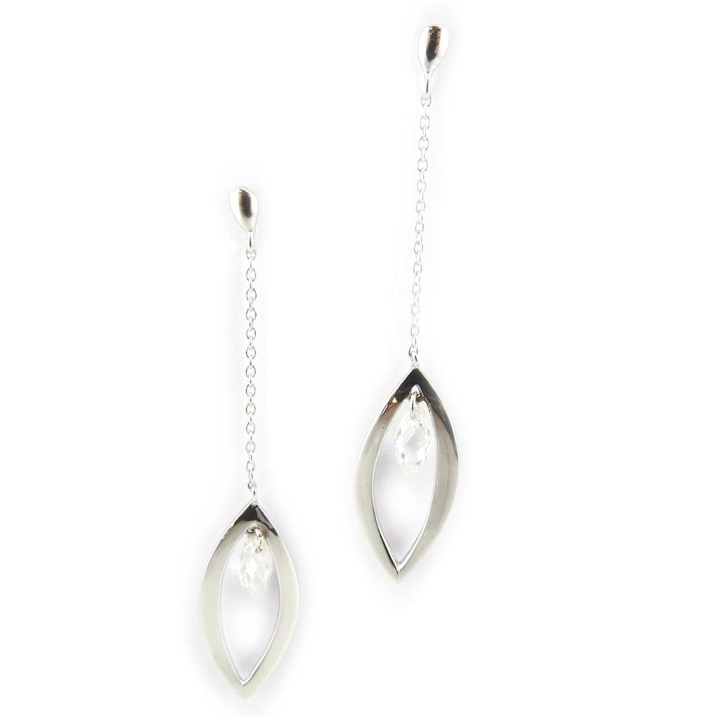Les Trésors De Lily [L7674] - Boucles Argent 'Sissi' blanc argenté (rhodié) - 60x12 mm