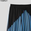 INCERUN Two-piece Men Long Sleeve Striped Mesh Sheer Bow Tops and Pants Sets
